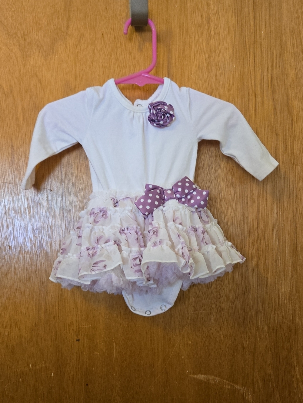 FA White and Lavender Ruffle Floral Baby Bodysuit